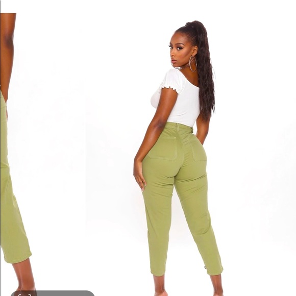 fashion nova 🫒 olive green high waisted pant - Picture 4 of 5